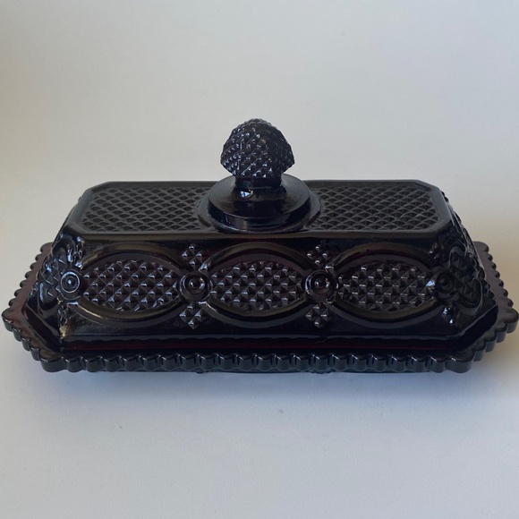 Vintage Avon Cape Cod Ruby Red Covered Butter Dish - Picture 1 of 10